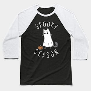 Ghost Cat Spooky Season Halloween Cat Baseball T-Shirt